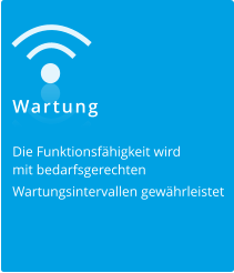 Wartung Die Funktionsfähigkeit wird  mit bedarfsgerechten  Wartungsintervallen gewährleistet 